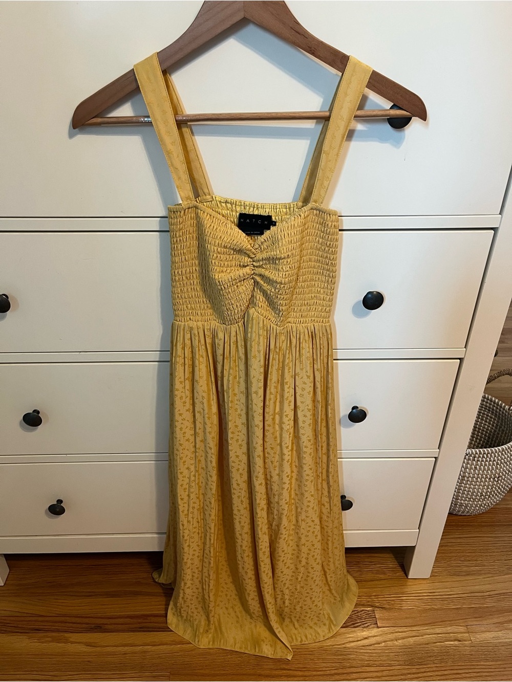 Hatch Yellow Smocked Bow-Front Maxi Dress
